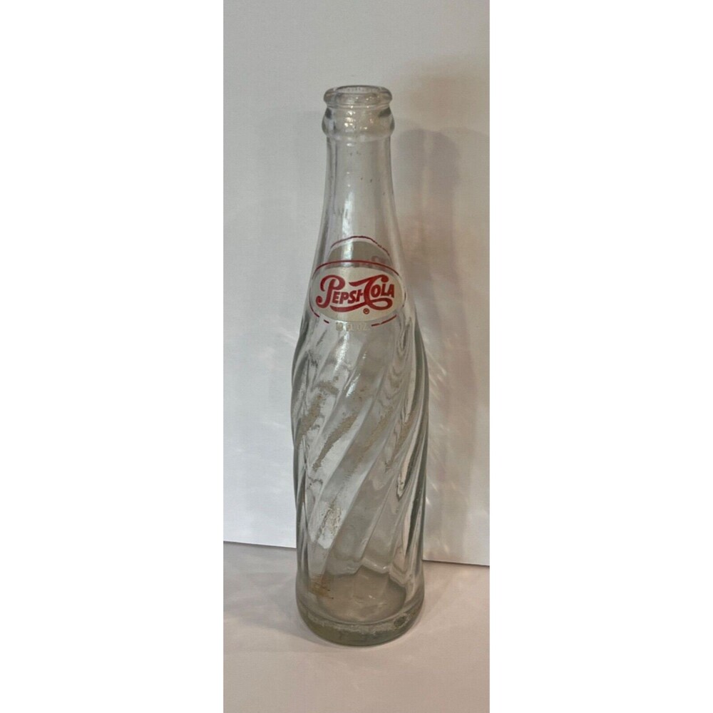 Pepsi, Pepsi Cola Vintage Glass Bottle, Swirl bottle, Red and White Collectible